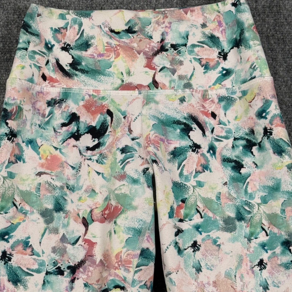 RBX Floral Print Leggings High Waist Athletic Yoga Pants Small keyhole at ankle
